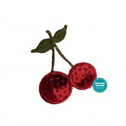 Iron-On Embroidery Sticker - Cherries with Sequins